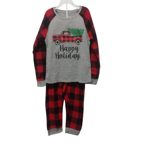 Holiday Style Girls' 2-Piece Pajama Set Red Truck Happy Holidays Size L (10/12) - Picture 1 of 7